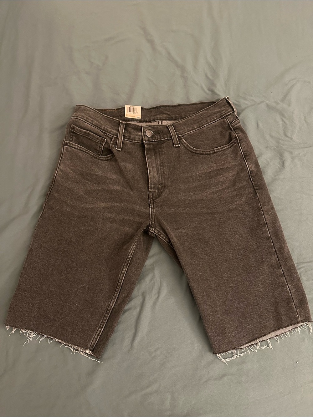 Levi's Men's Dark Charcoal Frayed Hem Denim Shorts